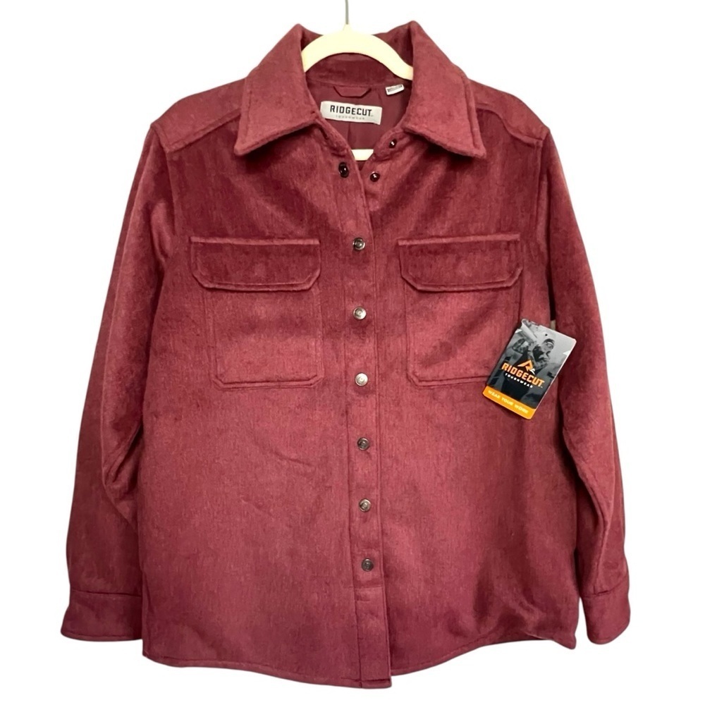 Ridgecut Shacket Fully Lined with Pockets Wool Blend in Wine Size Small